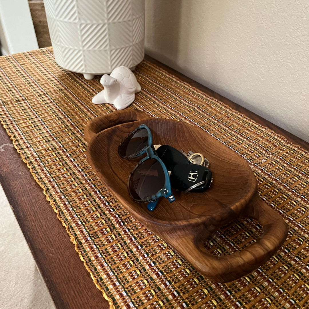 Rustic Handled Teak Tray - Small
