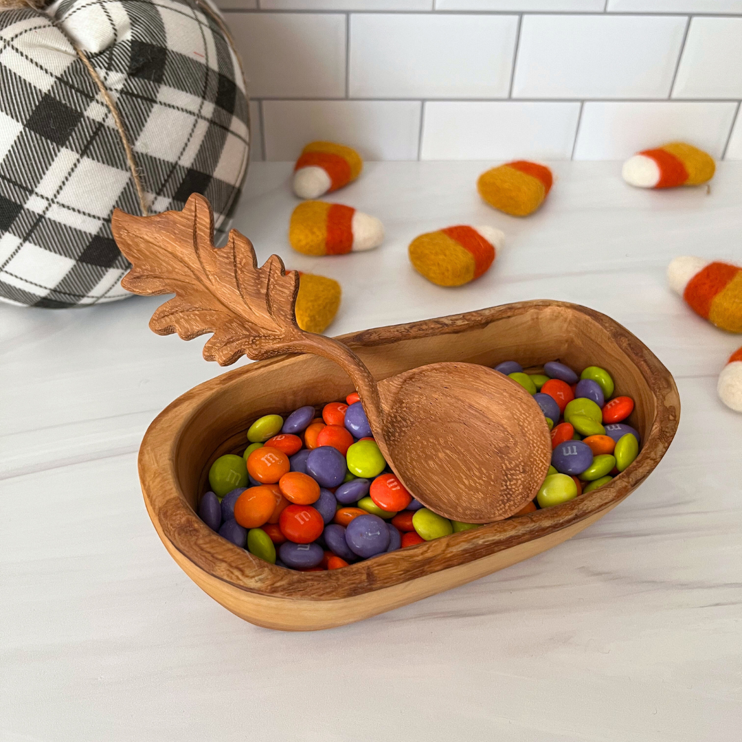 Hand-carved Leaf Shaped Wooden Spoon