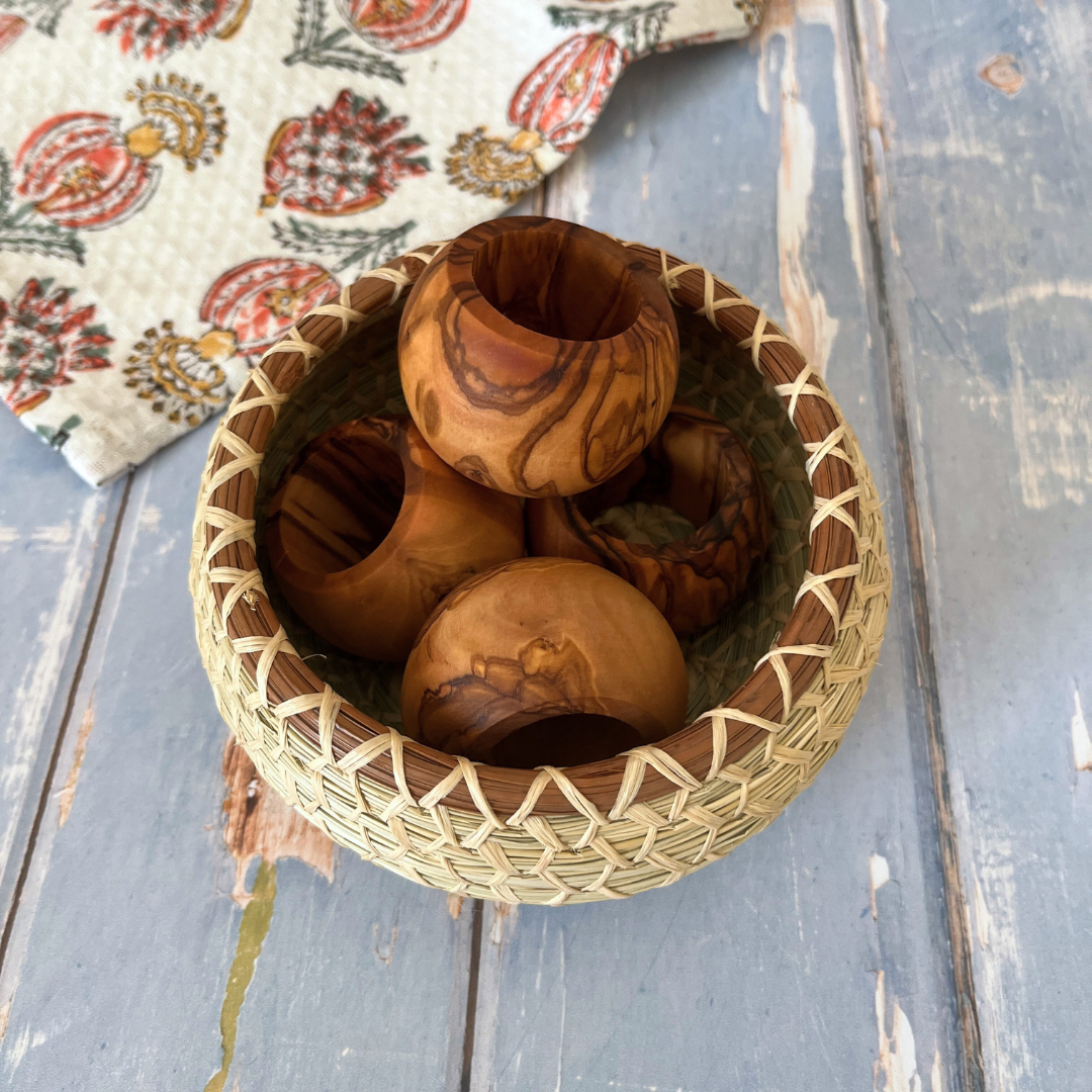 Olive Wood Napkin Ring - set of 4