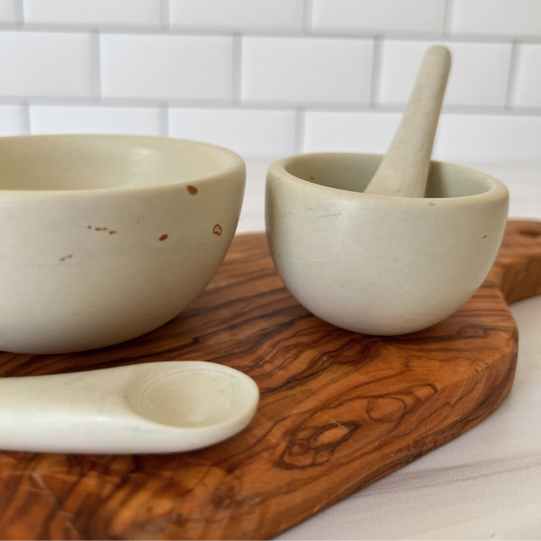 Soapstone Salt Cups and Spoons