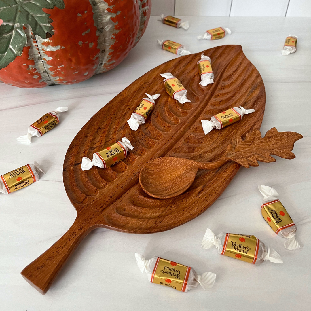 Hand-carved Wooden Leaf Serving Tray