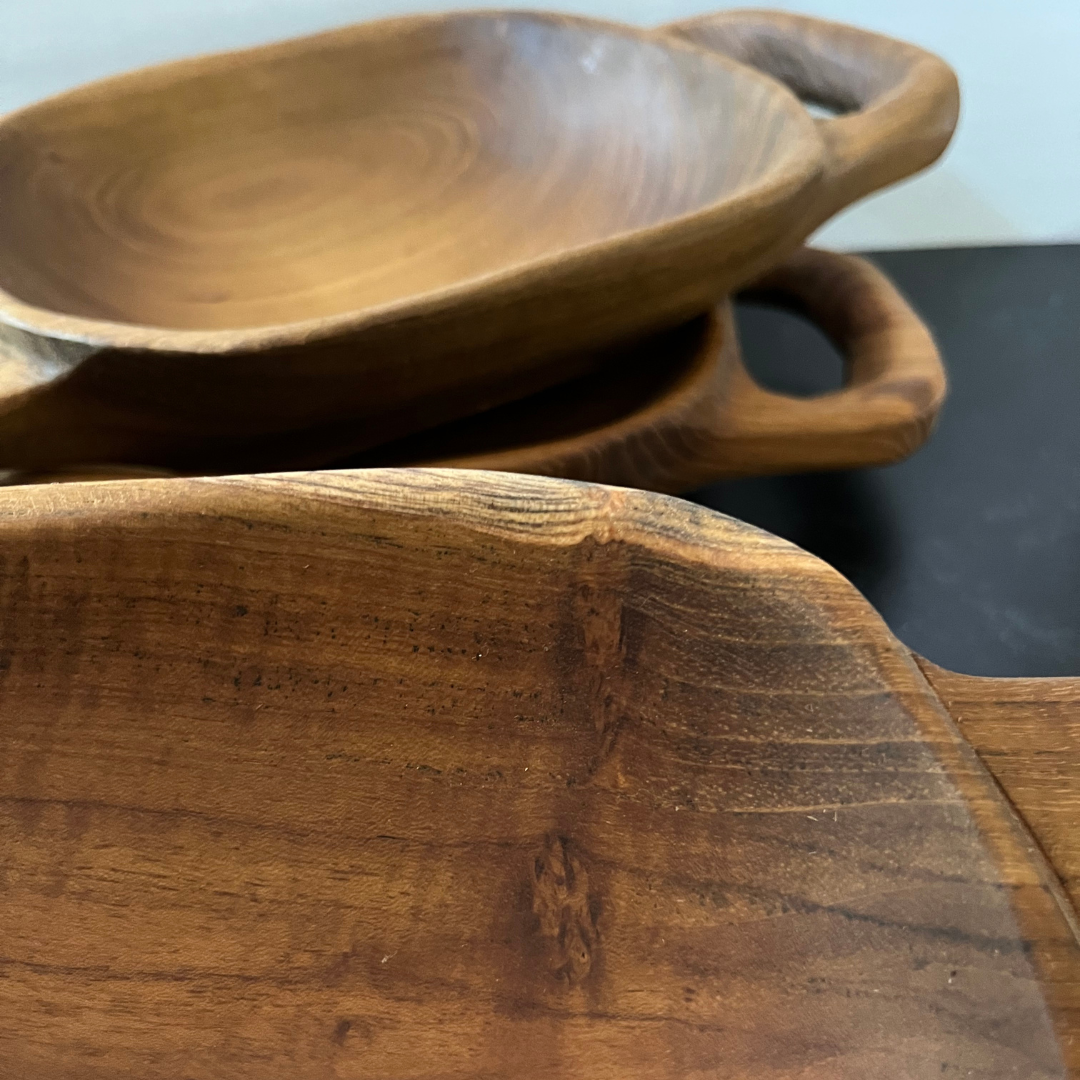 Rustic Handled Teak Tray - Small