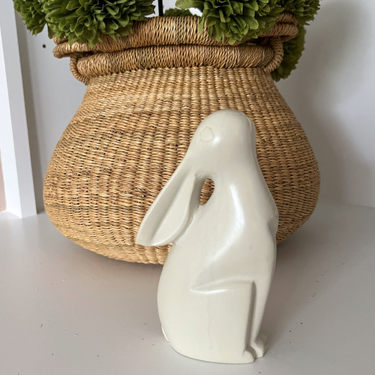 Natural Soapstone Singing Bunny Rabbits