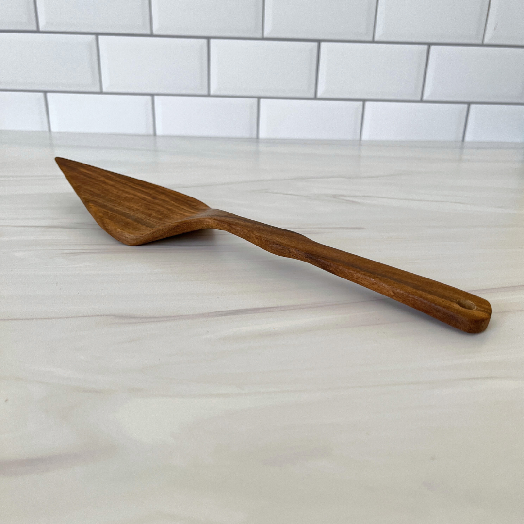 Hand Carved Wood Cake Server: Laurelwood