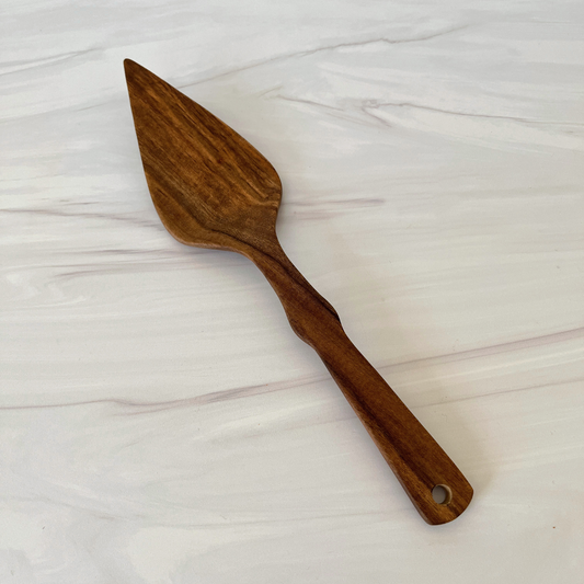 Hand Carved Wood Cake Server: Laurelwood
