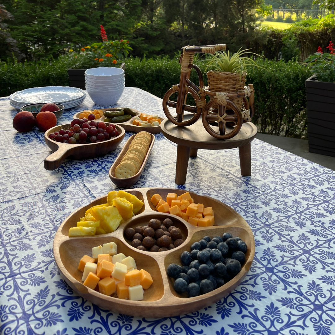 5-Compartment Serving Tray - Acacia Wood