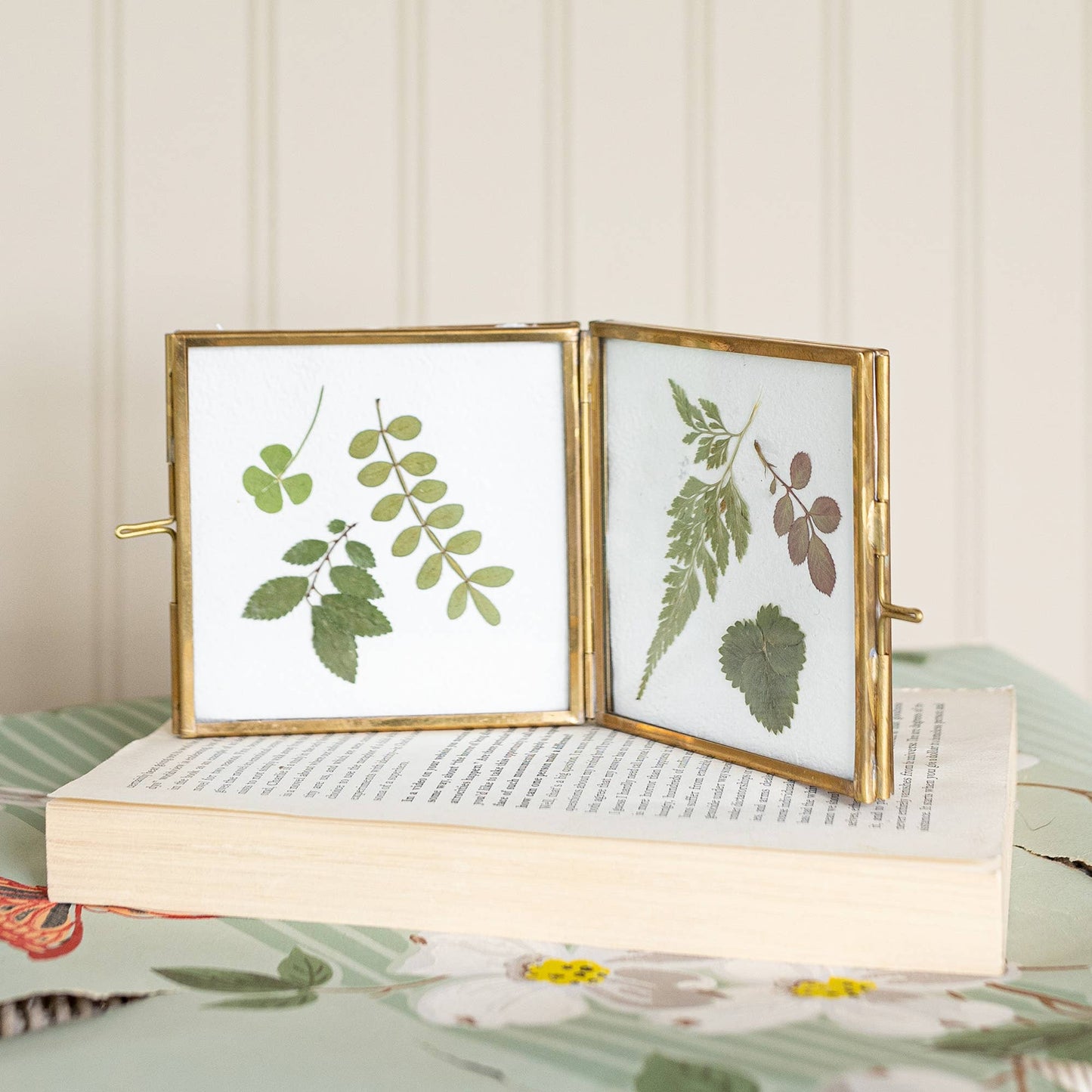 Two-Photo Folding Brass Picture Frame (4x4)