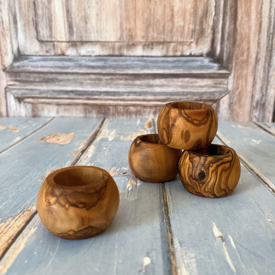 Olive Wood Napkin Ring - set of 4