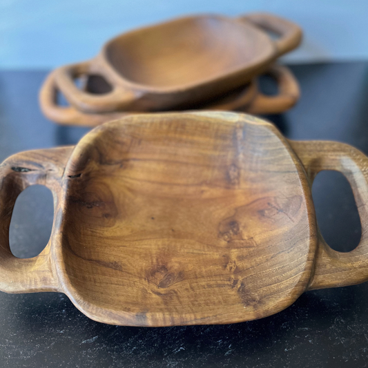 Rustic Handled Teak Tray - Small