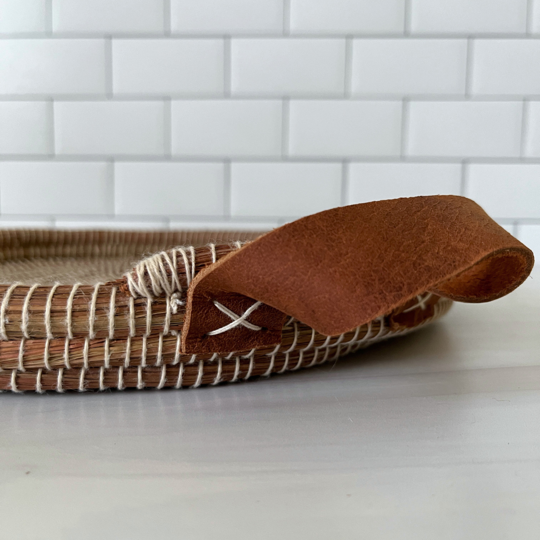 Pine Needle Tray with Leather Handles