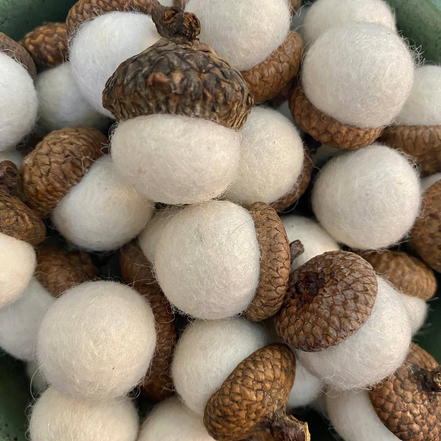 Felted Wool Acorn Set - Cream