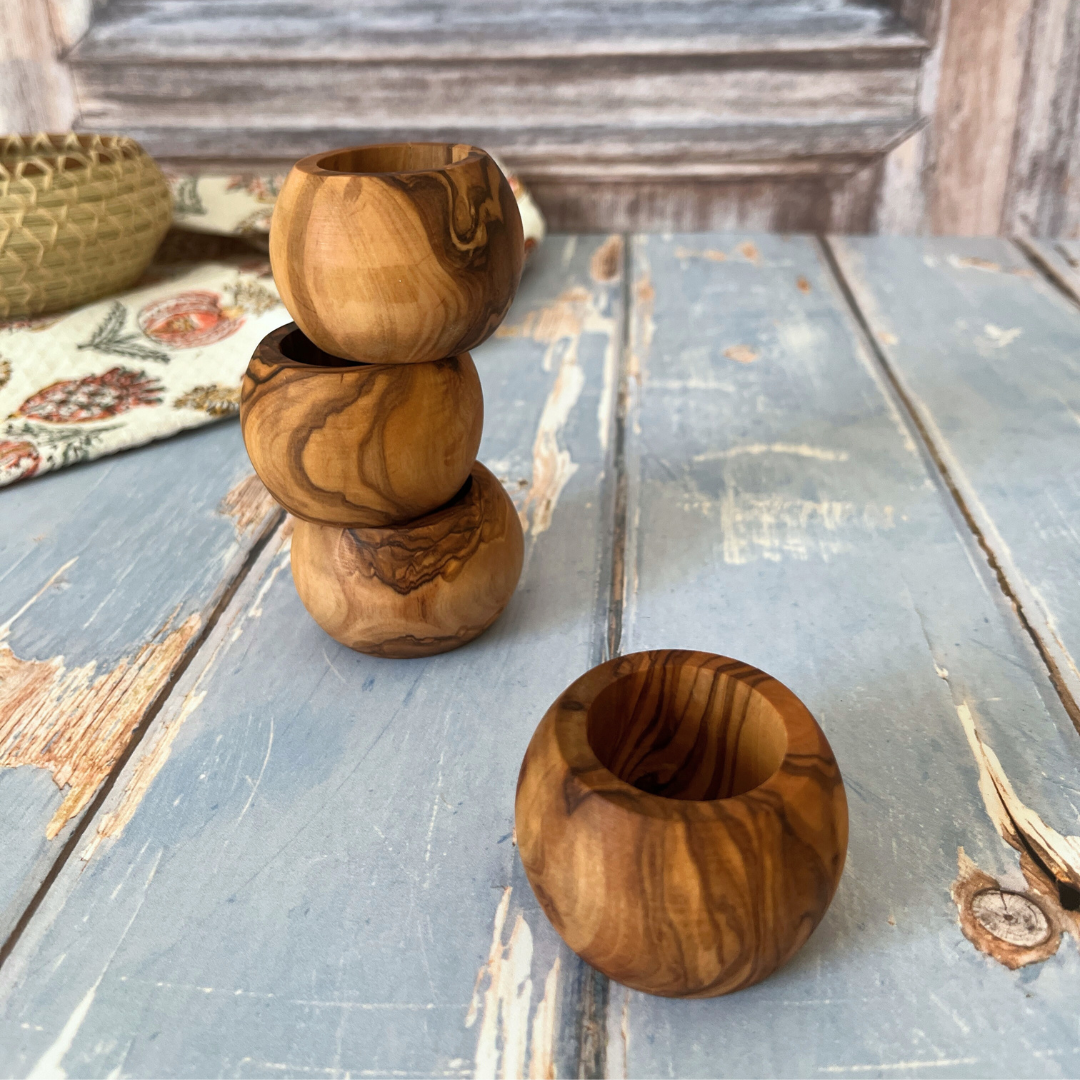 Olive Wood Napkin Ring - set of 4