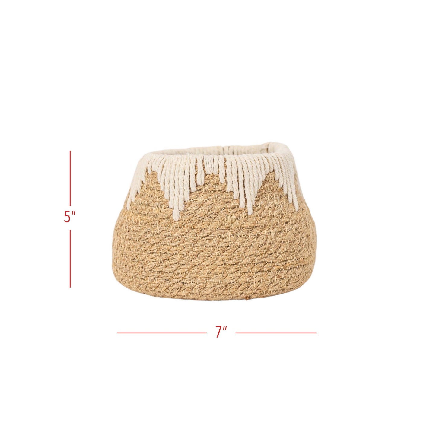 Petite Handwoven Jute Basket with Cotton Accent