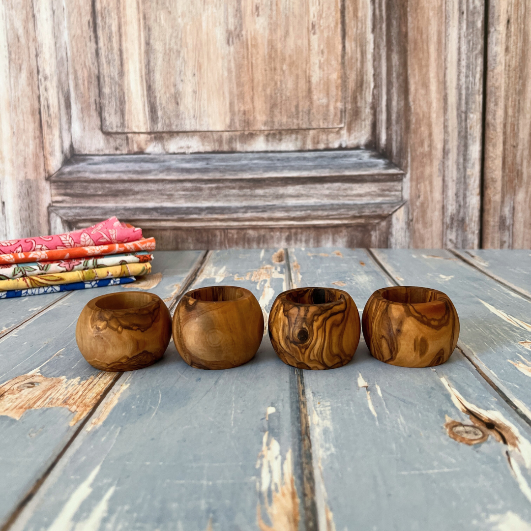 Olive Wood Napkin Ring - set of 4