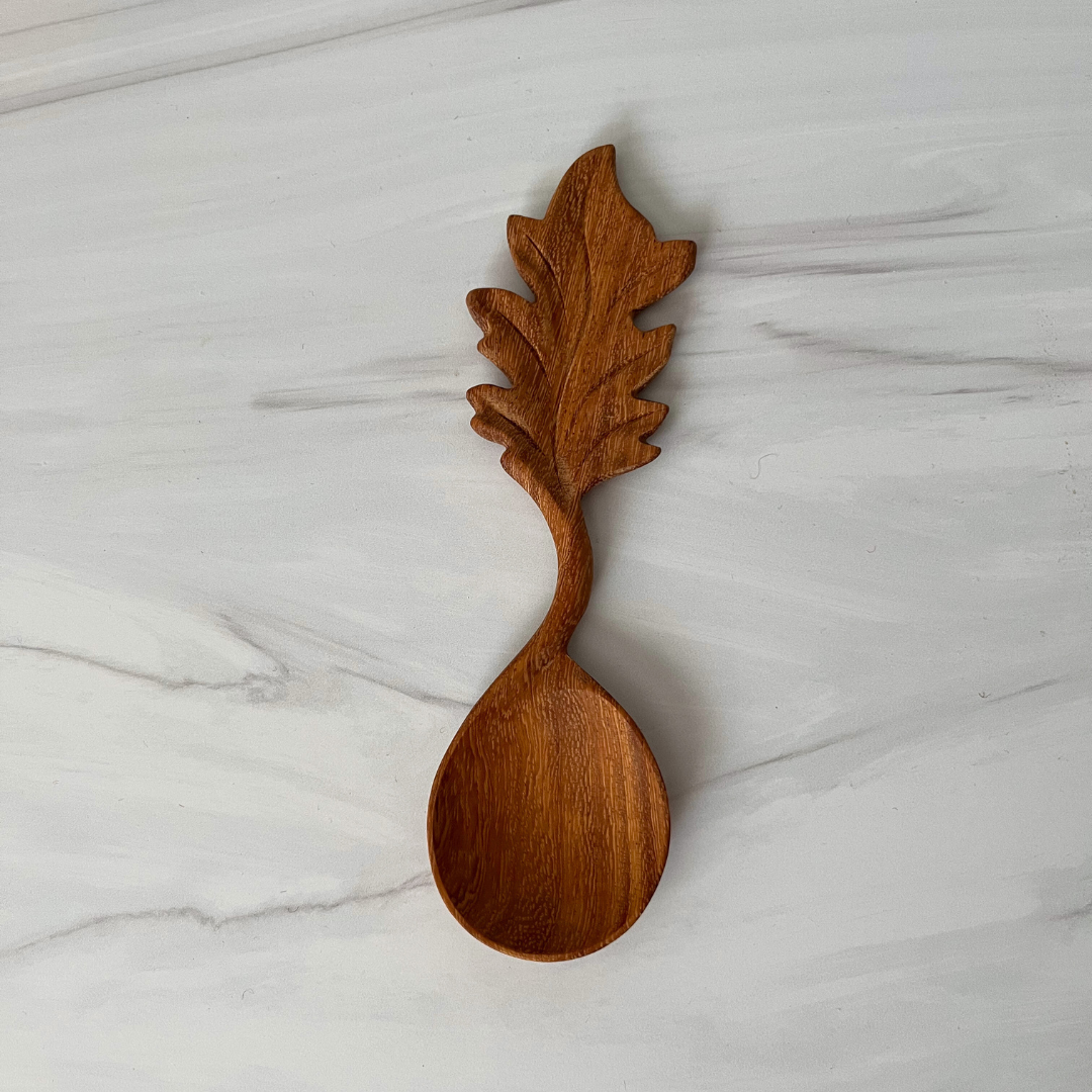 Hand-carved Leaf Shaped Wooden Spoon