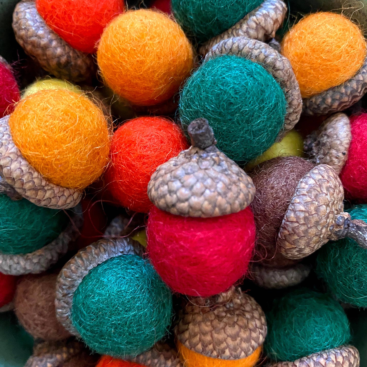 Felted Wool Acorn Set - Autumn Leaves
