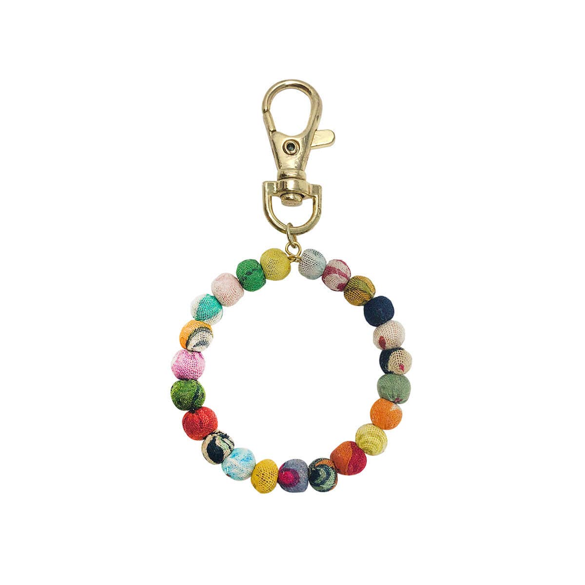 Kantha Bead Bag or Keyring Clip