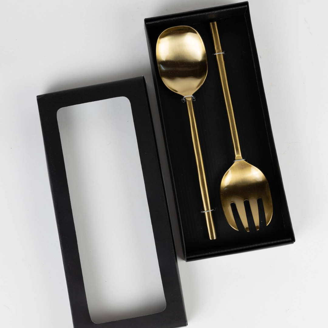 Brushed Brass Salad Servers