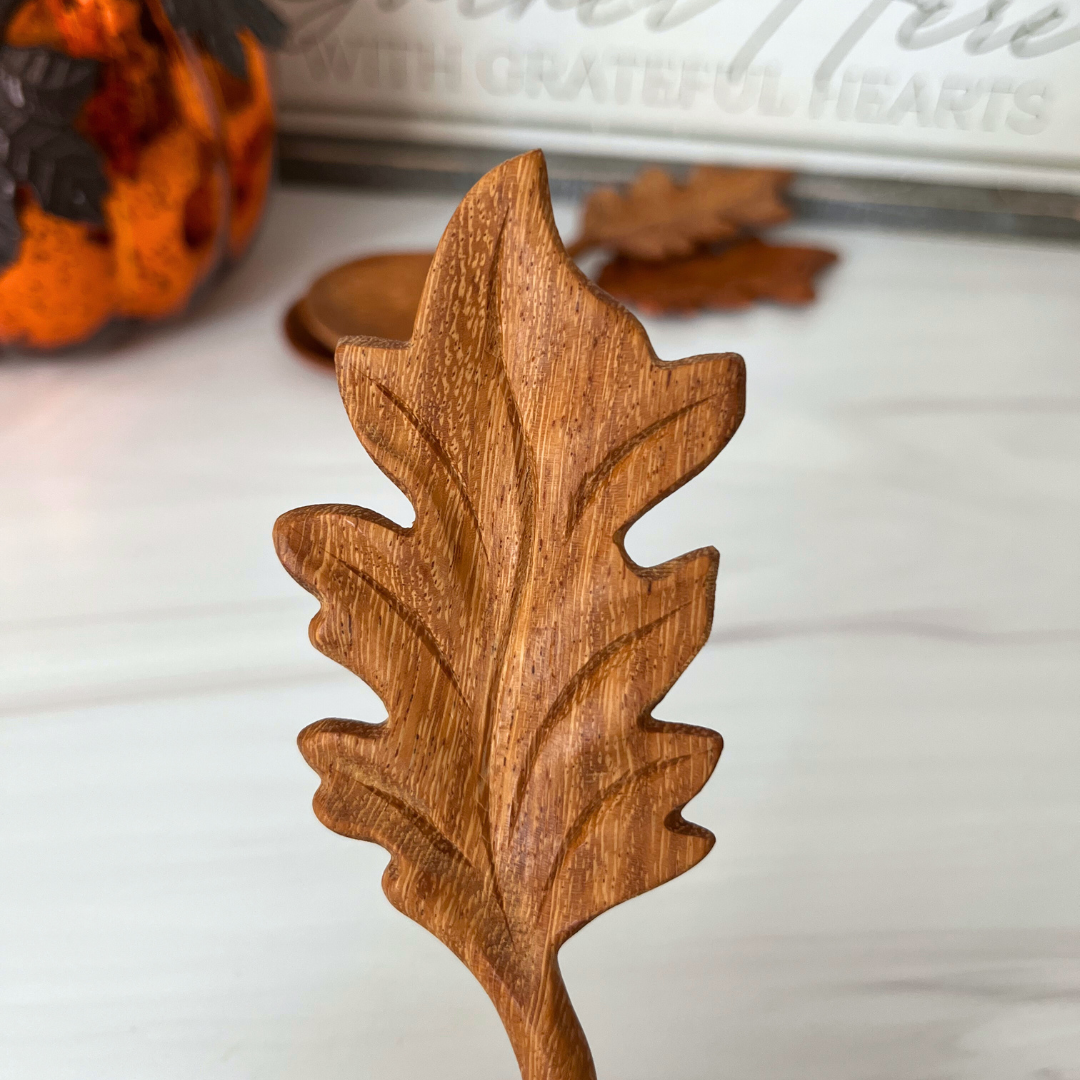 Hand-carved Leaf Shaped Wooden Spoon