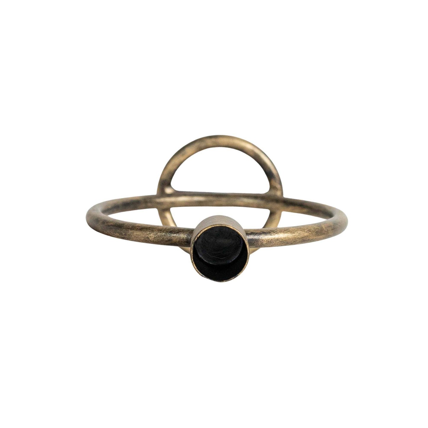 Brass Round Sculpture Taper Candle Holder