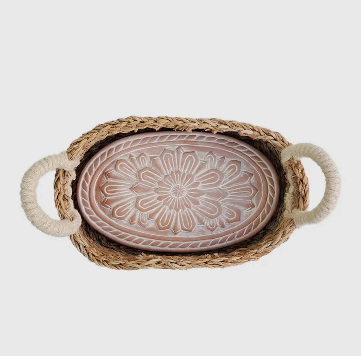 Handmade Bread Warmer & Wicker Basket - Vintage Flower Oval