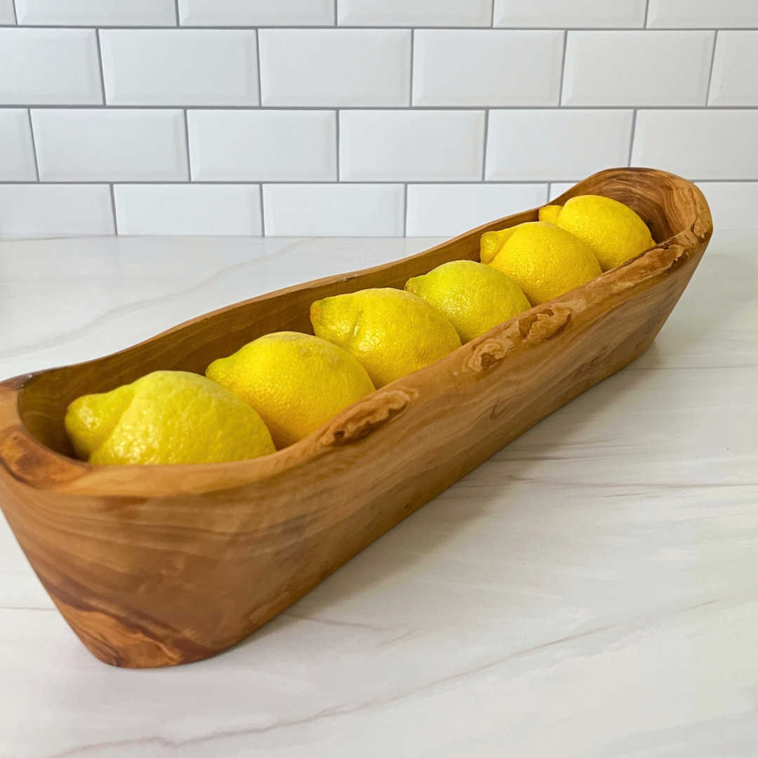Rustic Olive Wood Long Bowl