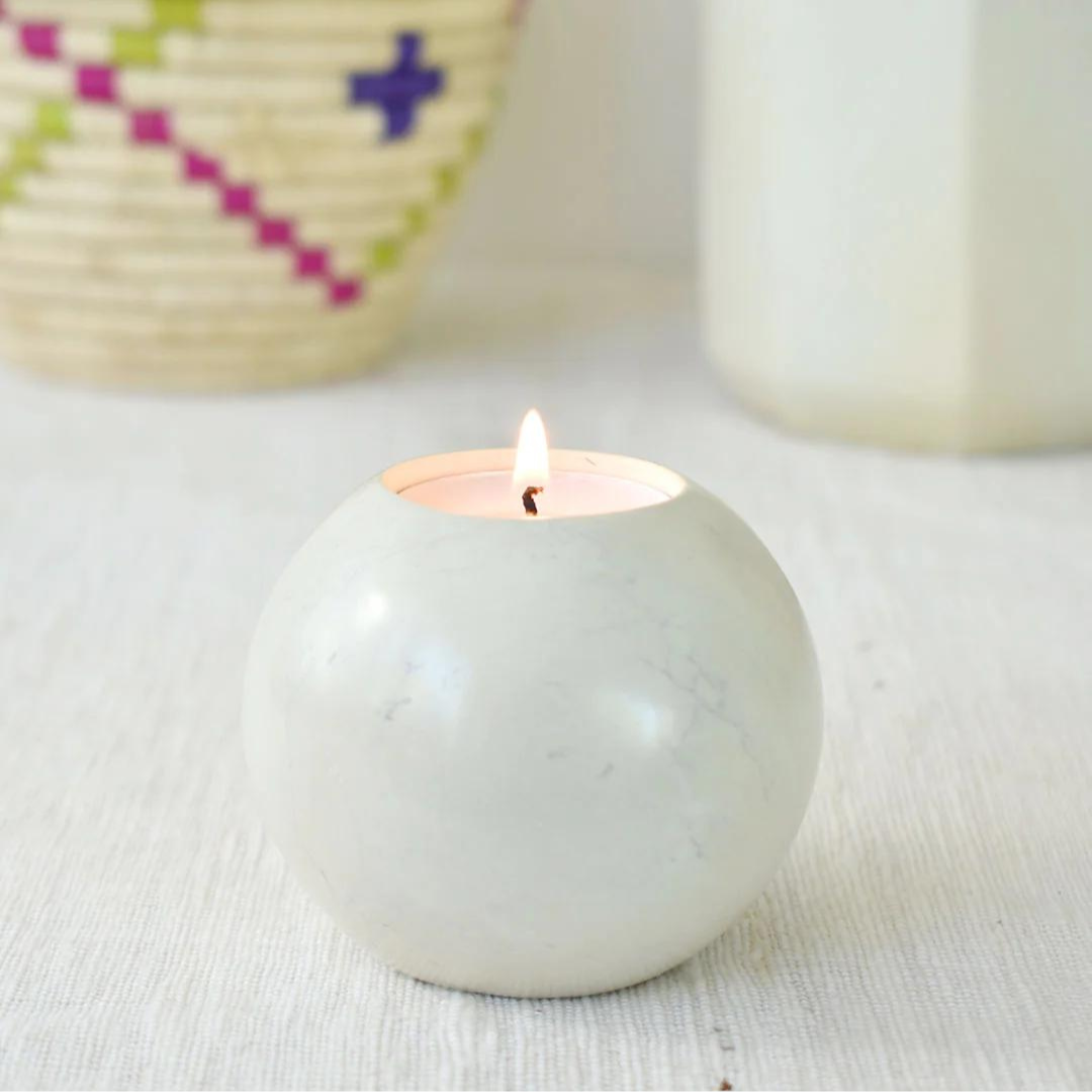 Soapstone Globe Tea Light Candle Holders