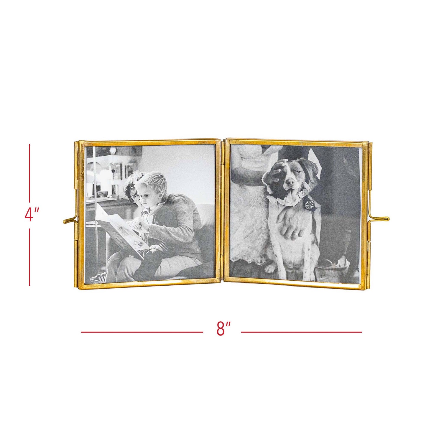 Two-Photo Folding Brass Picture Frame (4x4)