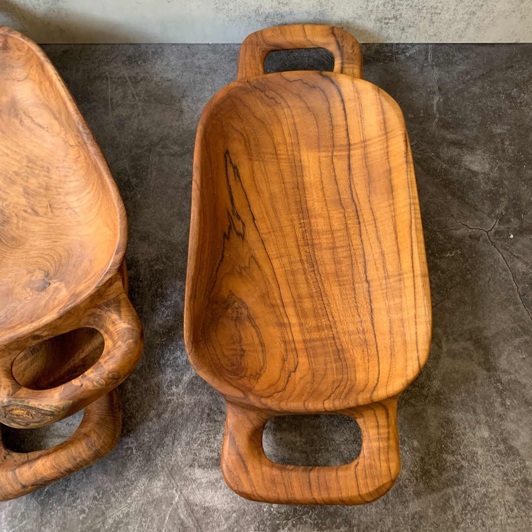 Rustic Handled Teak Tray - Medium