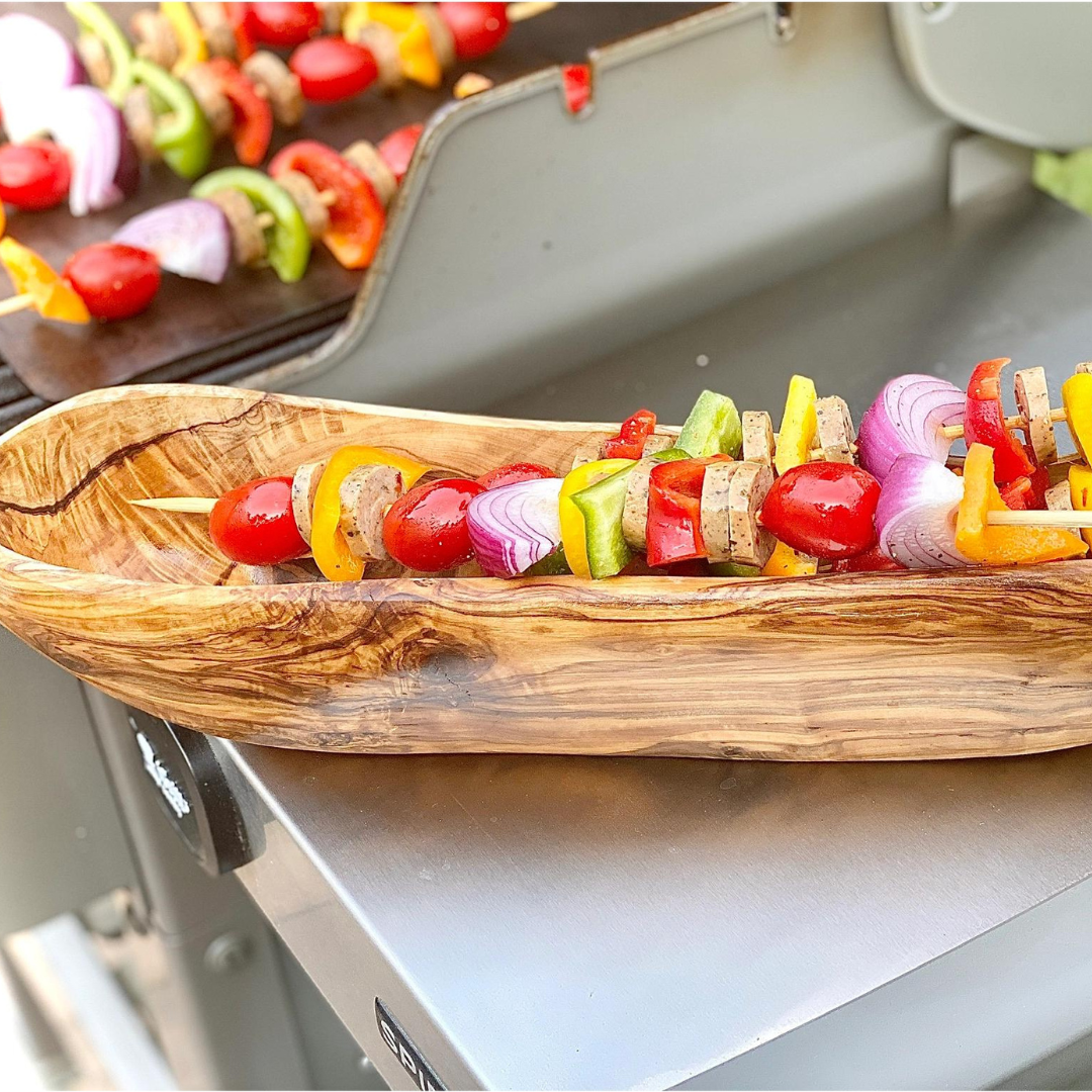 Rustic Olive Wood Long Bowl