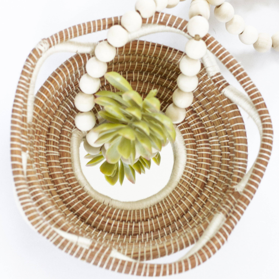 Bohemian Mirror Wall Basket - Sand