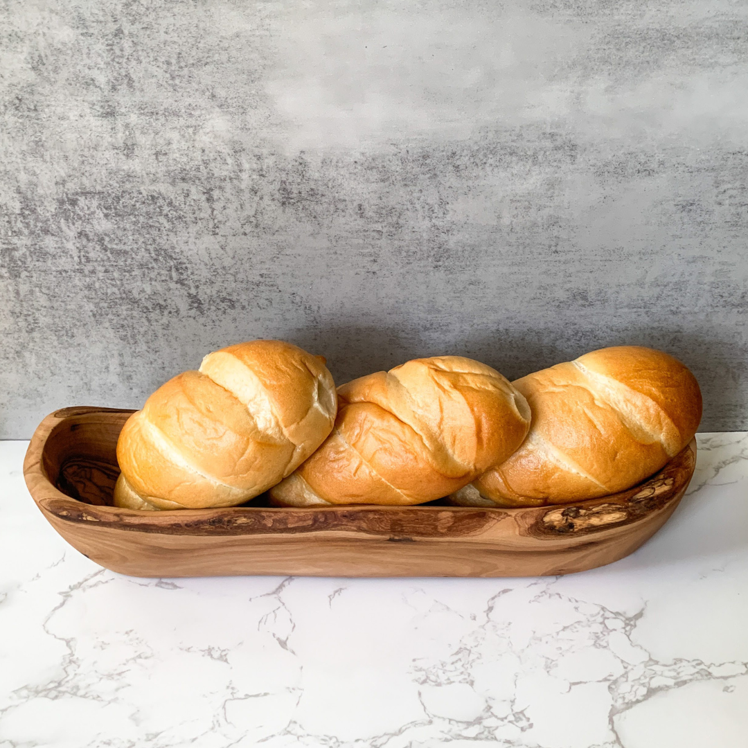 Rustic Olive Wood Long Bowl