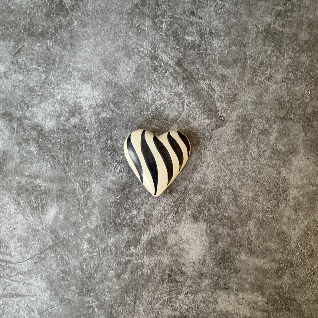 Zebra Print Soapstone Hearts Keepsake