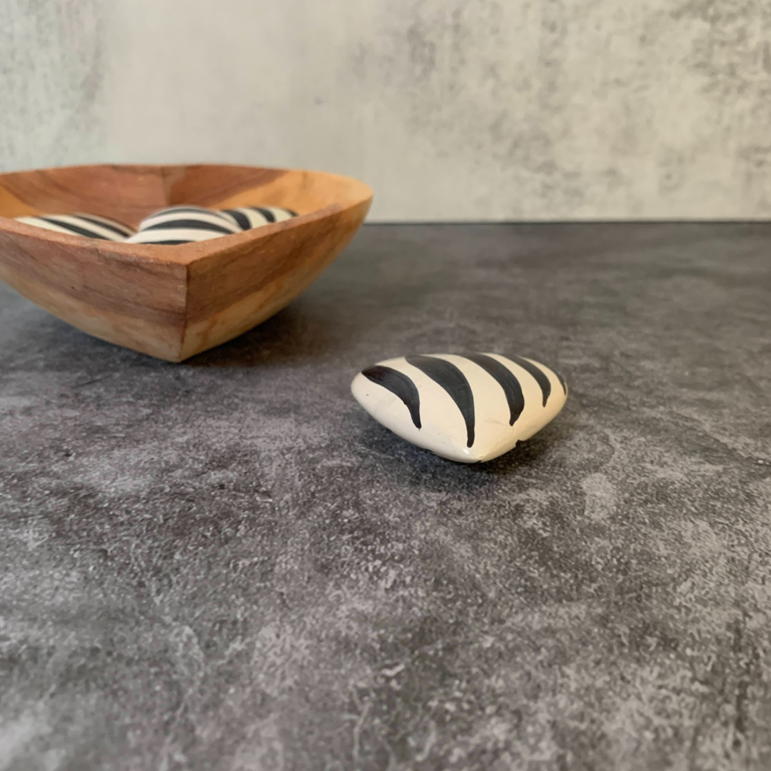 Zebra Print Soapstone Hearts Keepsake