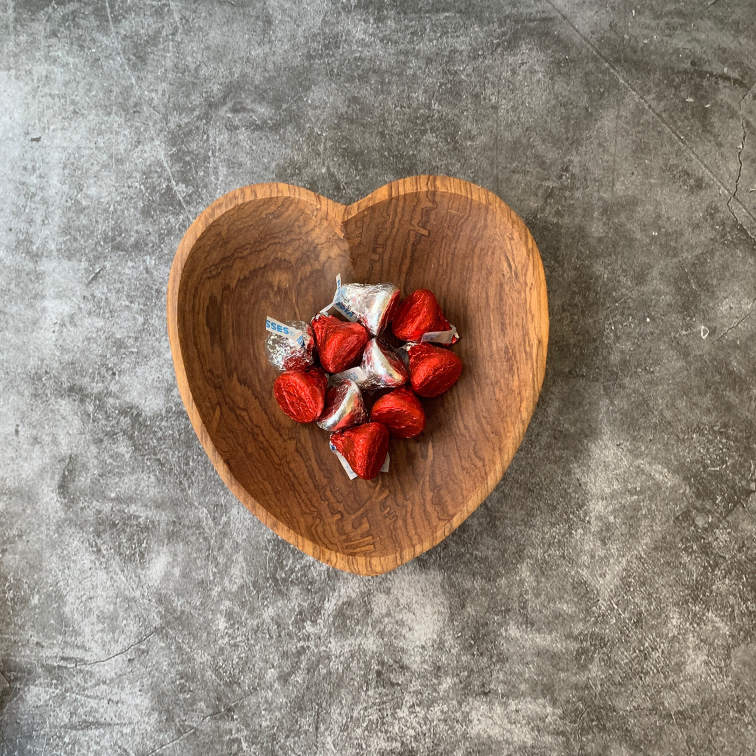 Shallow Olive Wood Heart Dish