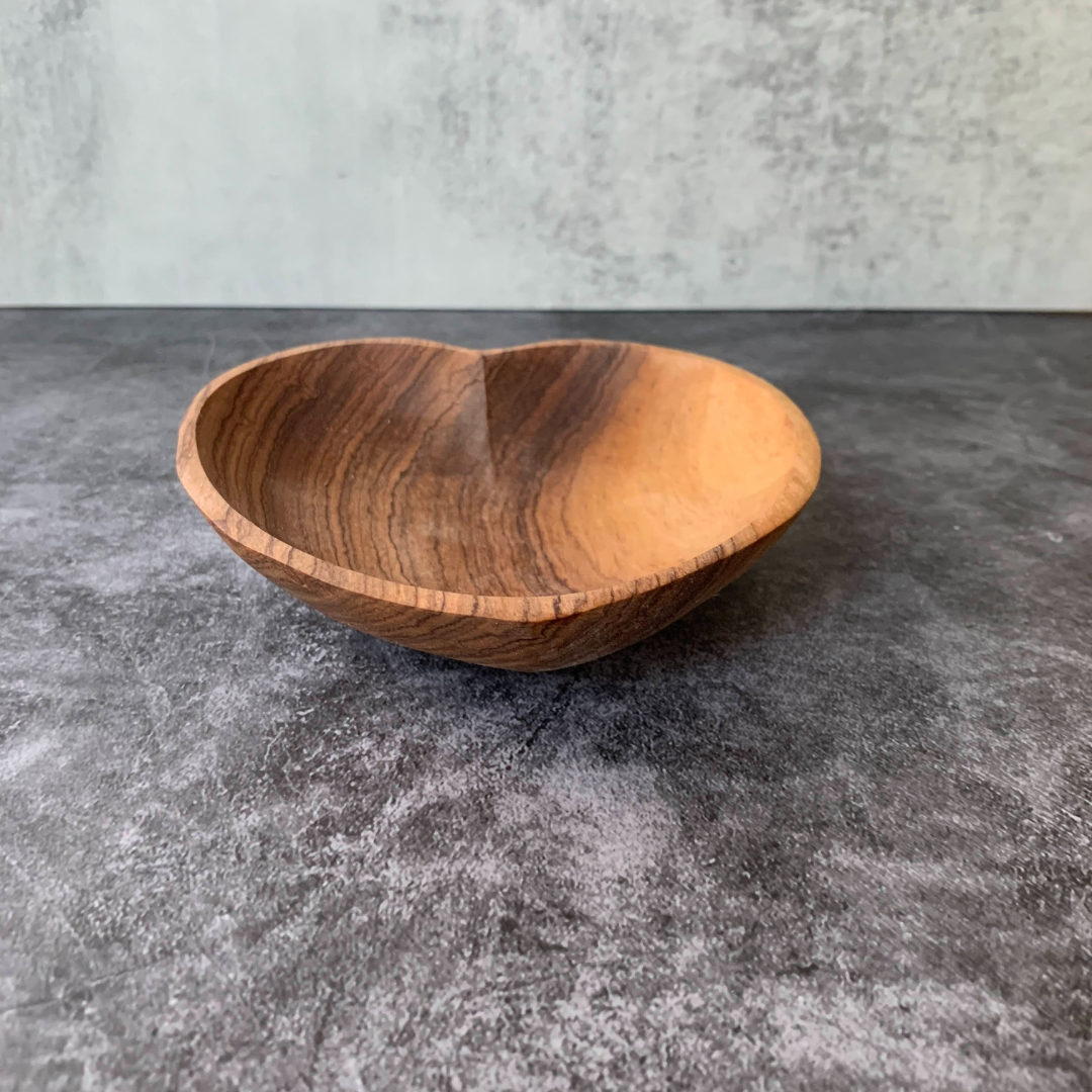 Shallow Olive Wood Heart Dish
