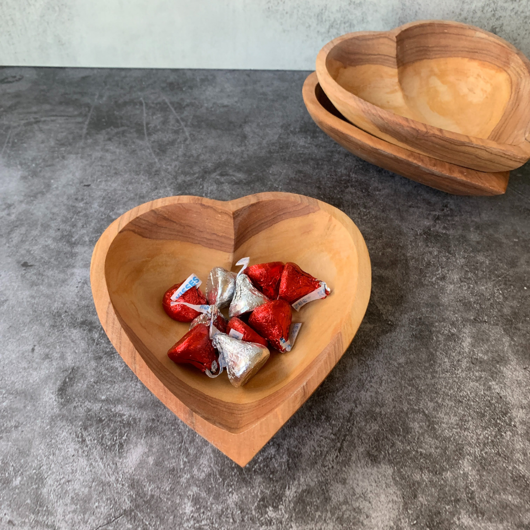 Olive Wood Heart Bowl