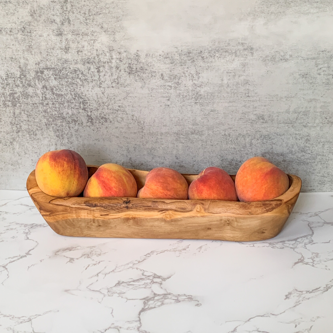 Rustic Olive Wood Long Bowl