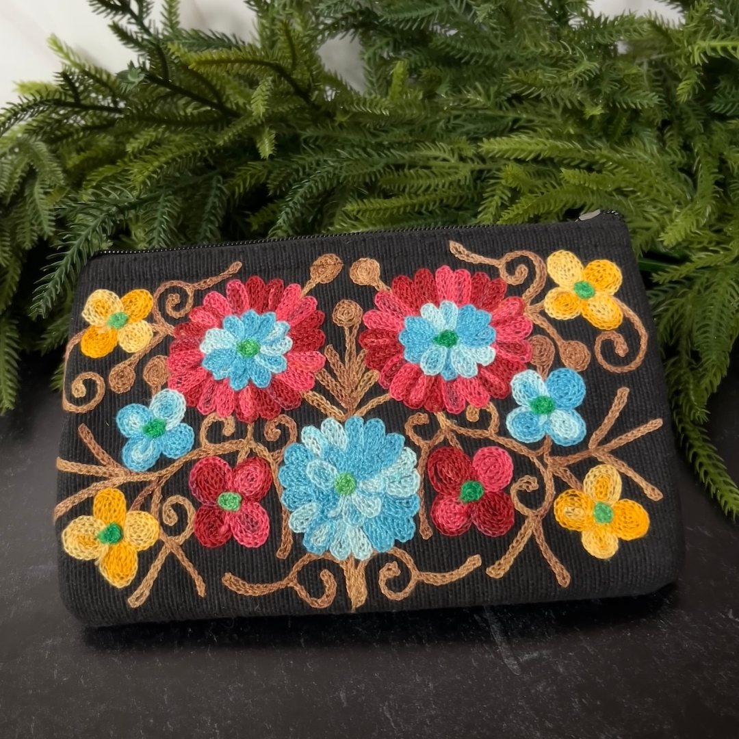 Embroidered Zippered Accessory Pouch (3 options)