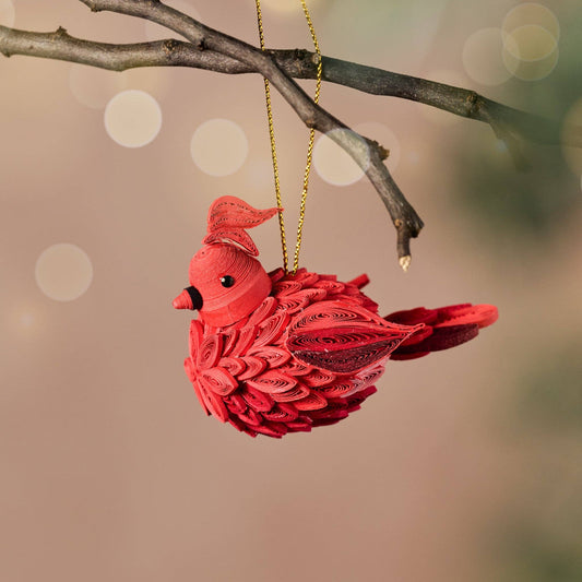 Handcrafted Quilled Cardinal Ornament