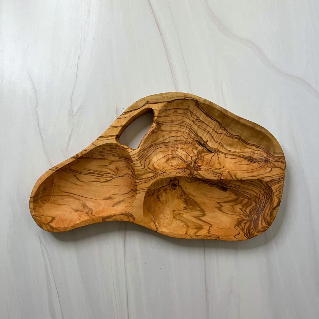 Olive Wood Appetizer Tray: 12"-14"