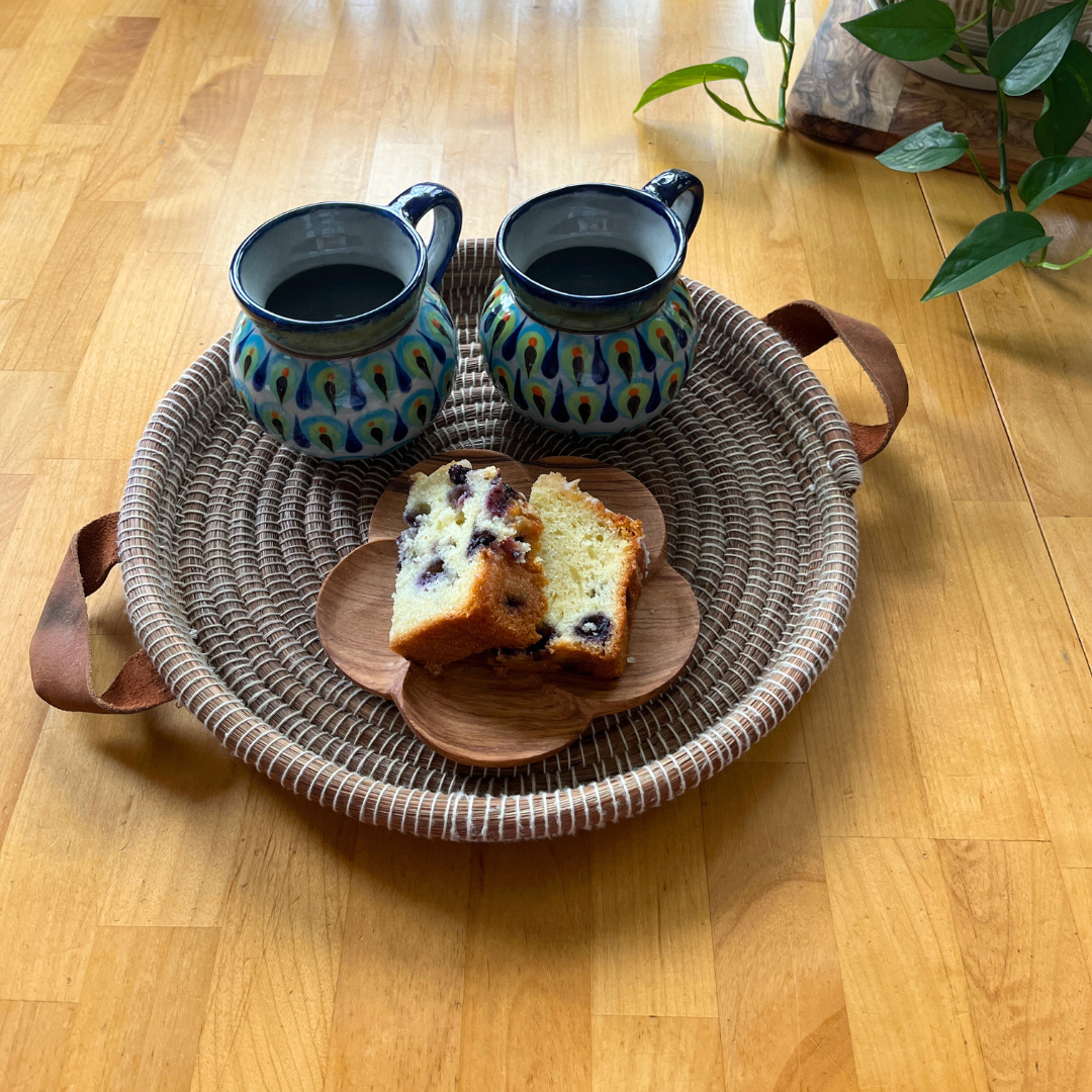 Pine Needle Tray with Leather Handles