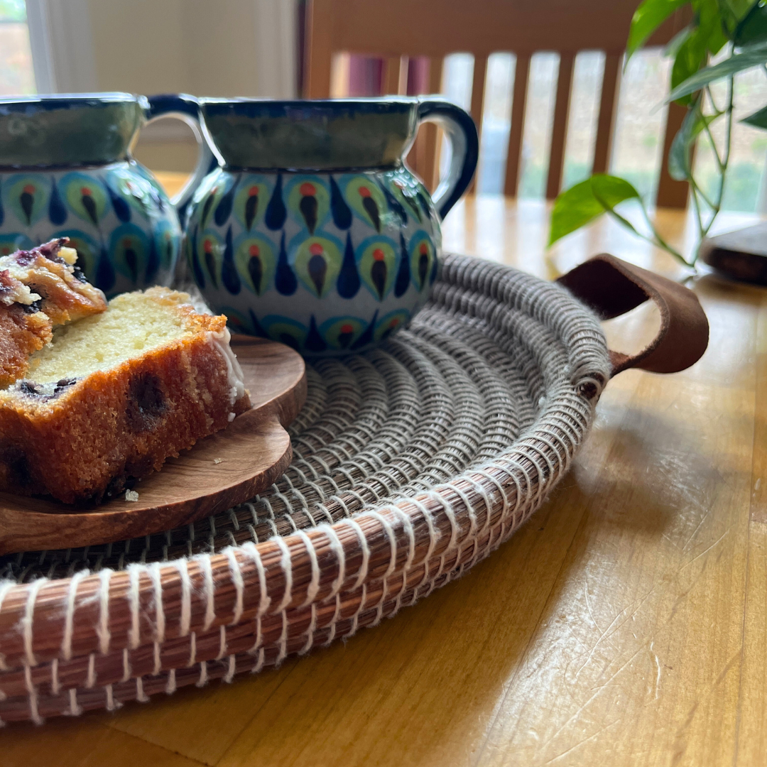 Pine Needle Tray with Leather Handles