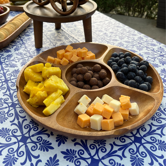 5-Compartment Serving Tray - Acacia Wood