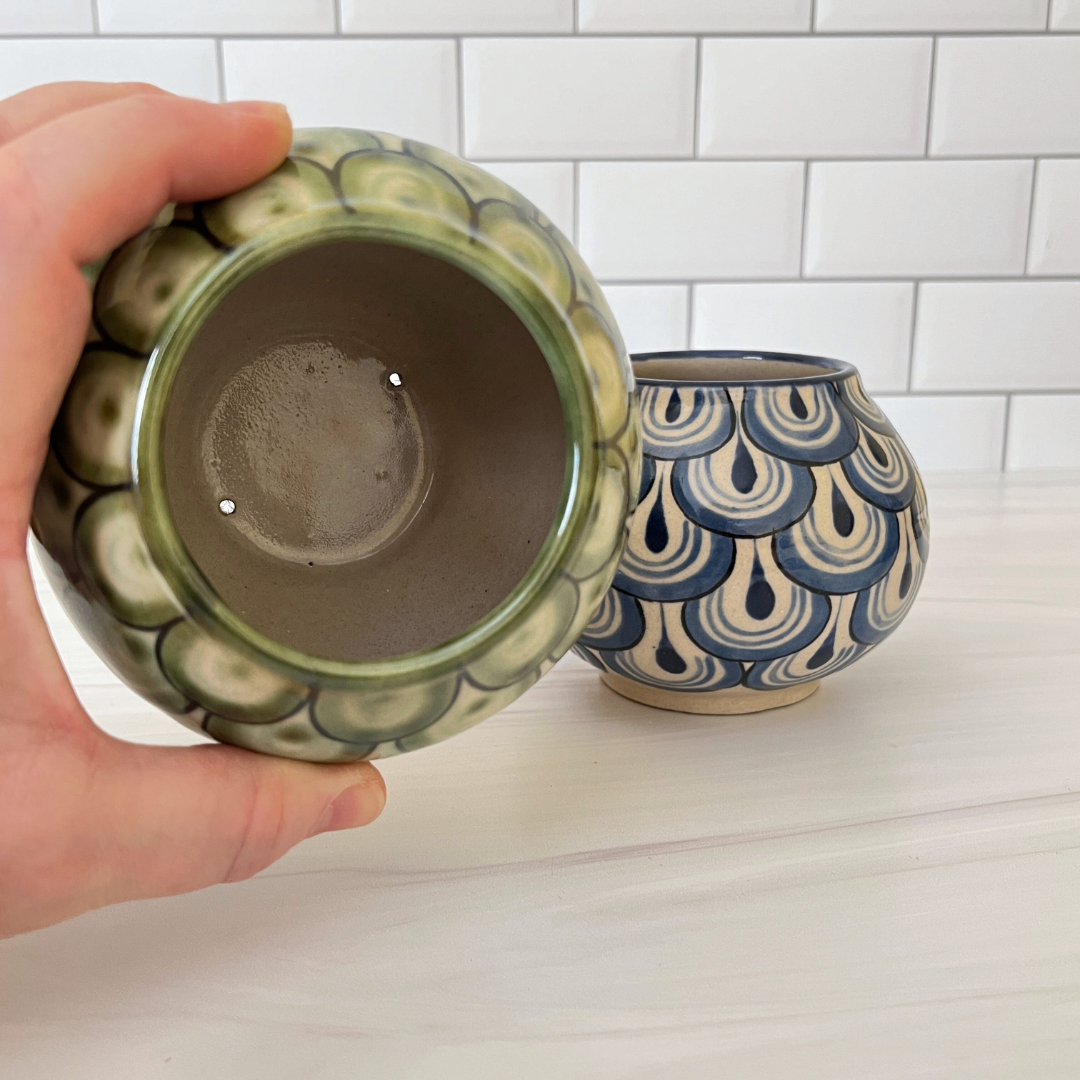 Ceramic Guatemalan Planters - Blue or Green