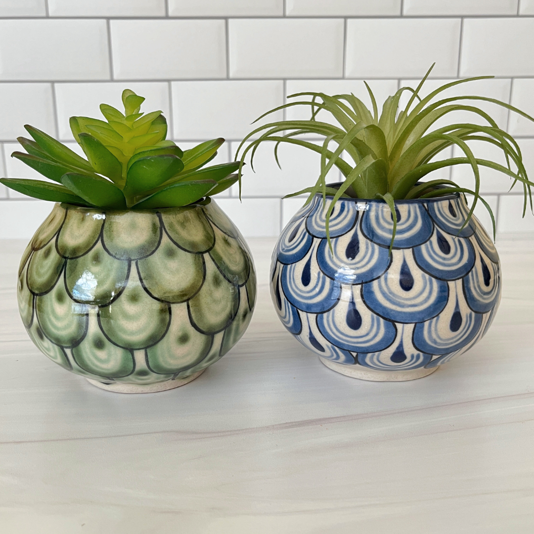 Ceramic Guatemalan Planters - Blue or Green