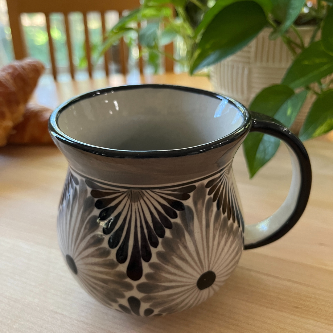 Handcrafted Ceramic Coffee Mug in Black/Grey/White