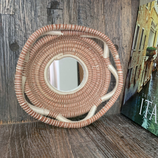 Bohemian Mirror Wall Basket - Sand