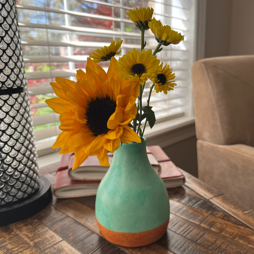 Washed Verdigris Bud Vase