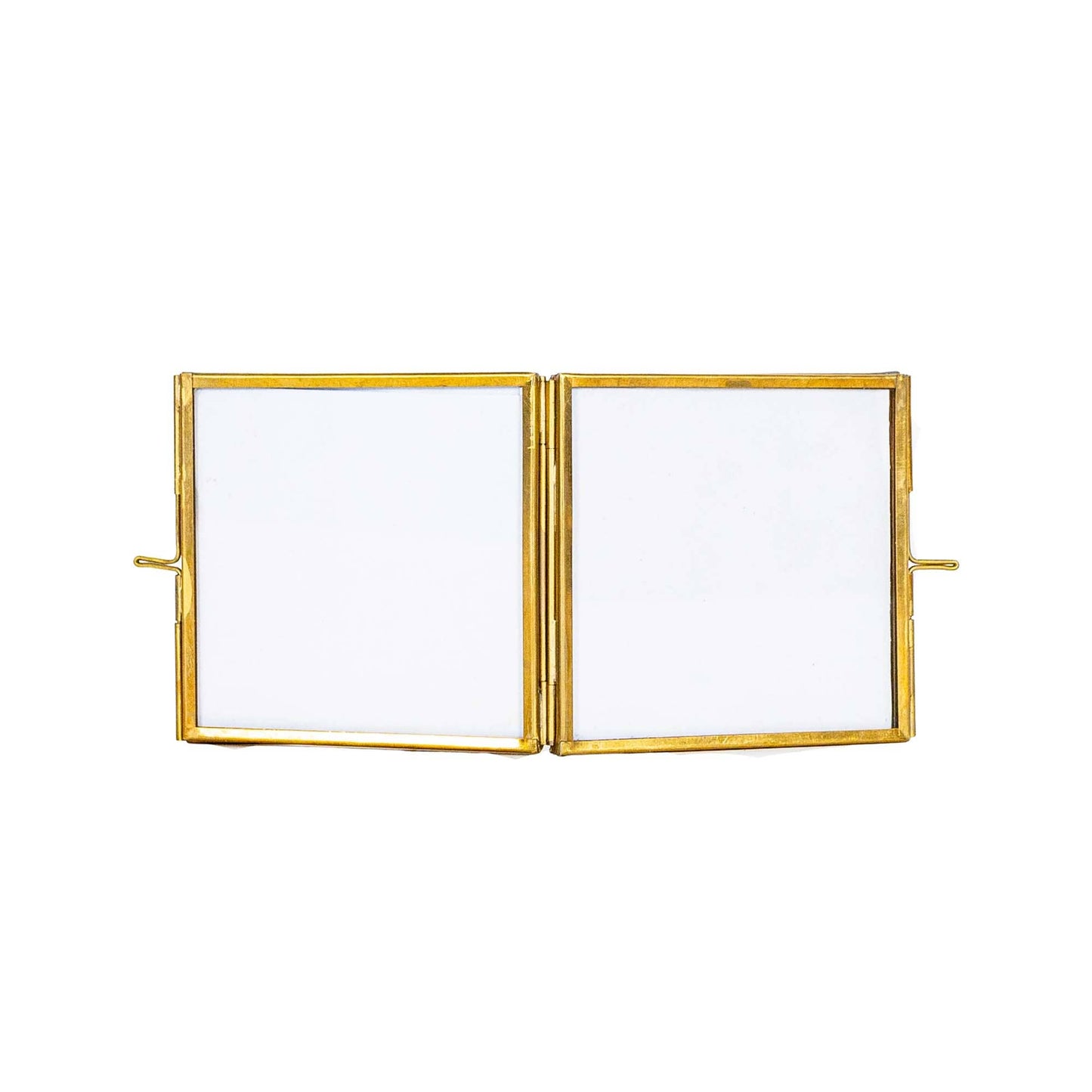 Two-Photo Folding Brass Picture Frame (4x4)